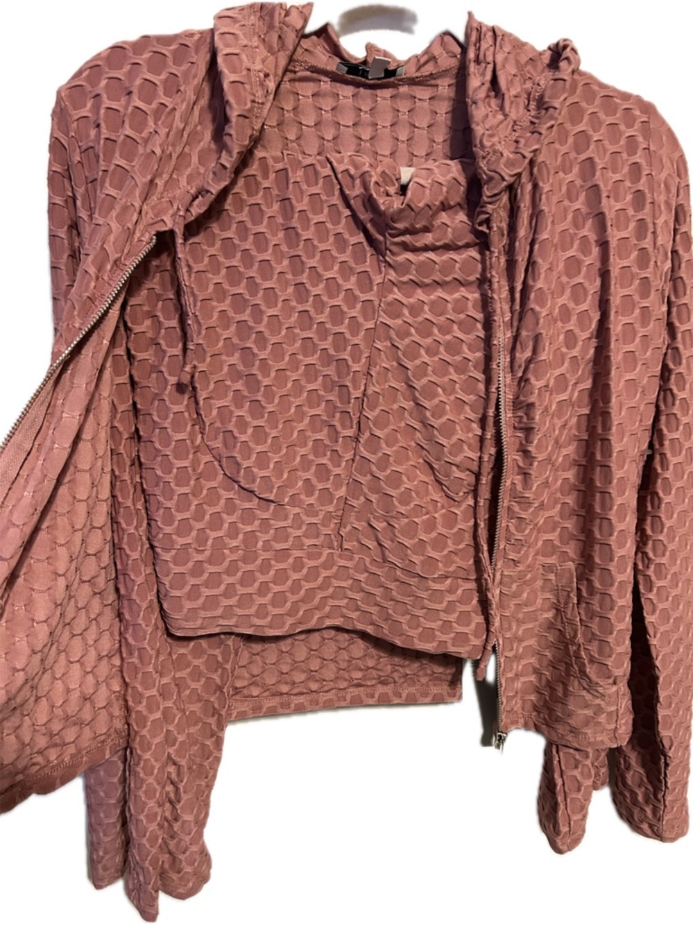 iris Dusky Rose Textured Hoodie and Top Set